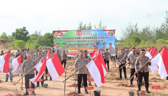 Polres Bangka Selatan Gelorakan Semangat Hijau di HUT RI ke-80 Lewat Penanaman 1000 Pohon