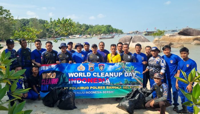 Polres Basel Gelar Aksi Bersih Pantai Peringati World Cleanup Day 2025