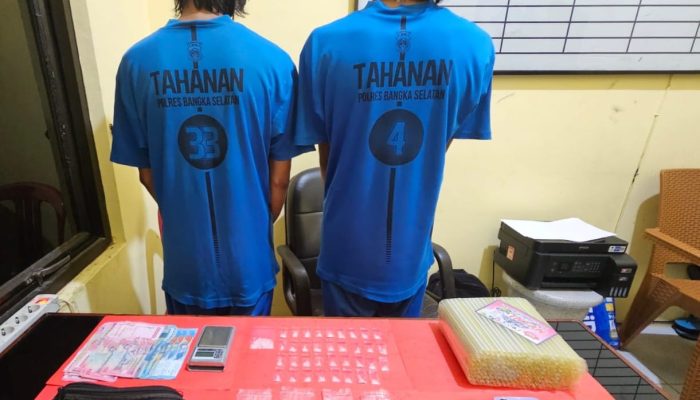 Polres Bangka Selatan Tangkap Dua Pemuda, Amankan 36 Paket Sabu di Desa Keposan